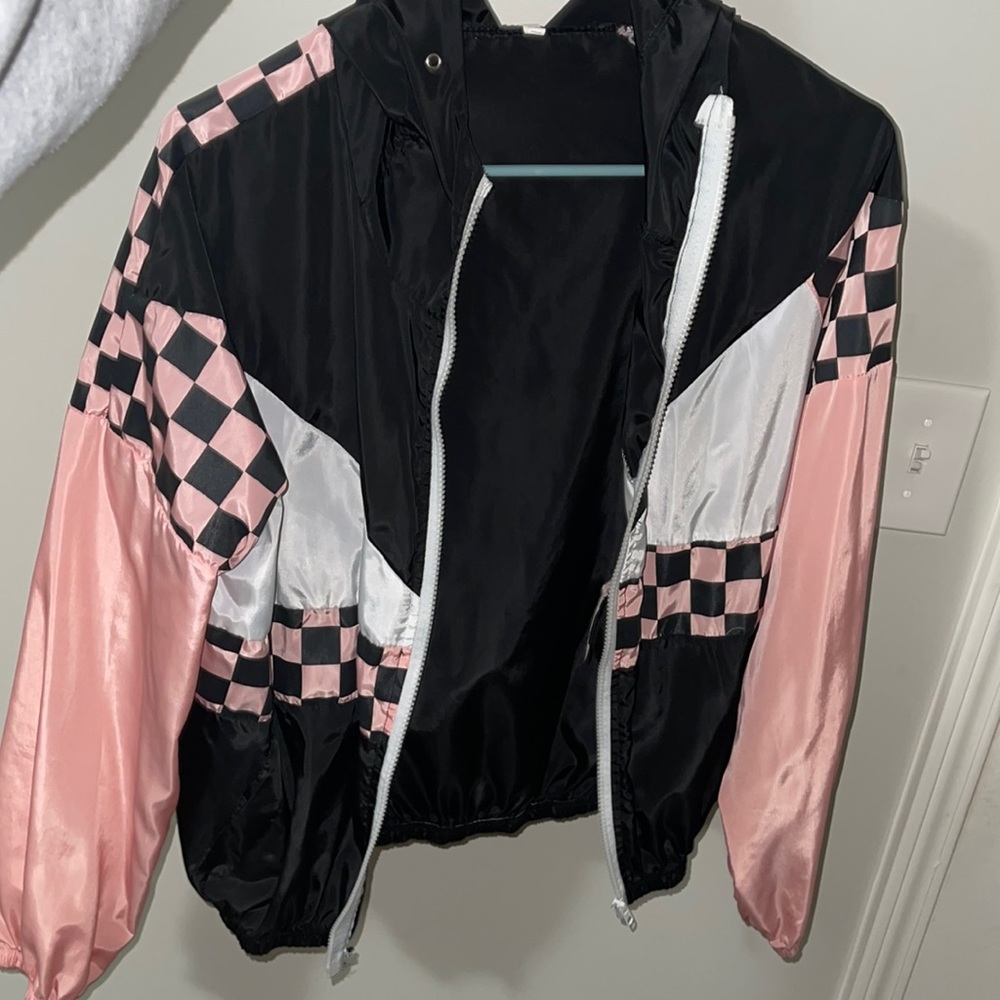 Pink and Black Checkerboard Windbreaker